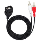 JUNSUNMAY USB 2.0 Female to 2 x RCA Male Video Audio Splitter Adapter Cable, 0.2m USB F to 2 RCA, 1.5m USB F to 2 RCA