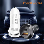P28 USB-C PD30W + QC3.0 18W USB Dual Port Car Charger, P28 (Black), P28 (White)