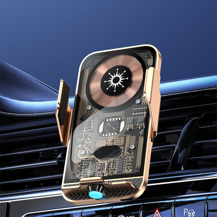 C11 Car 15W Automatically Open Transparent Type-C Wireless Charger Stand, C11 (Gold), C11 (Gray), C11 (Blue)