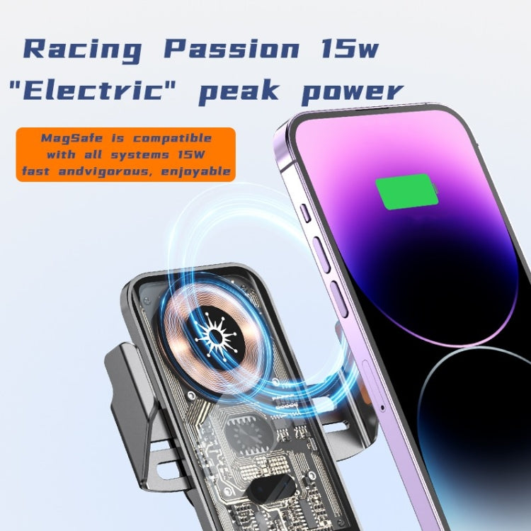C11 Car 15W Automatically Open Transparent Type-C Wireless Charger Stand, C11 (Gold), C11 (Gray), C11 (Blue)