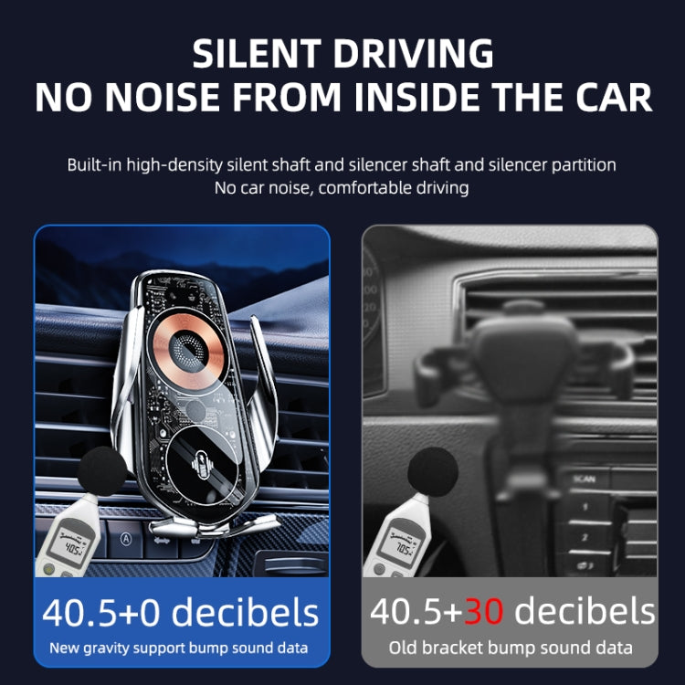 Q8 Universal Air Vent Mount Magnetic Mobile Phone Wireless Charging Car Holder, Q8 (Black), Q8 (Silver)