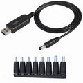 USB 5V to DC 9V 5.5mm x 2.5mm Converter Step Up Voltage Converter Power Cable with 8 Connectors, 5V to DC 9V 5.5mm x 2.5mm