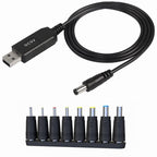 USB 5V to DC 9V 5.5mm x 2.5mm Converter Step Up Voltage Converter Power Cable with 8 Connectors, 5V to DC 9V 5.5mm x 2.5mm