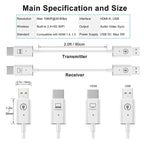 Wireless HDMI Transmitter and Receiver Kit, HDMI Wireless Extender Adapter, 1080P 60fps Video Audio Projecting for PC, Laptop, Camera to HDTV/Projector