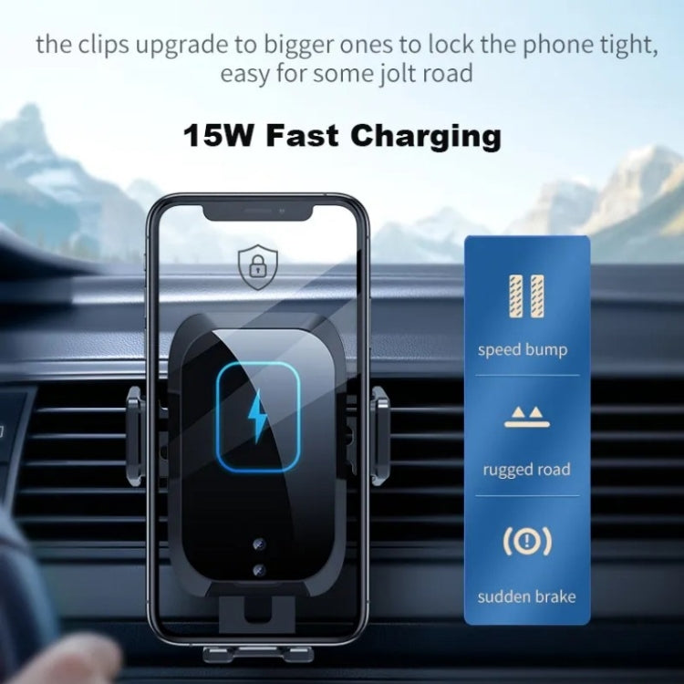 X11 Three Axle Linkage 15W Smart Touch Automatic Retractable Clip Fast Charging Wireless Car Chargers, Standard Configuration, Standard With Dashboard Bracket