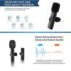 Bluetooth  Mini Microphone Wireless Lavalier Noise Reduction Microphone for iPhone / iPad, with 8 Pin Receiver, Single Microphone, Dual Microphones