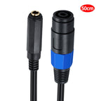 JUNSUNMAY Speakon Female to 6.35mm Female Audio Speaker Adapter Cable, Length: 50cm