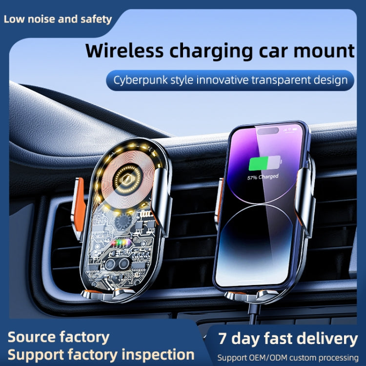C12 Wireless Fast Charging Car Bracket Interior Cup Air Outlet Fixing Clip Induction Luminous LOGO, C12