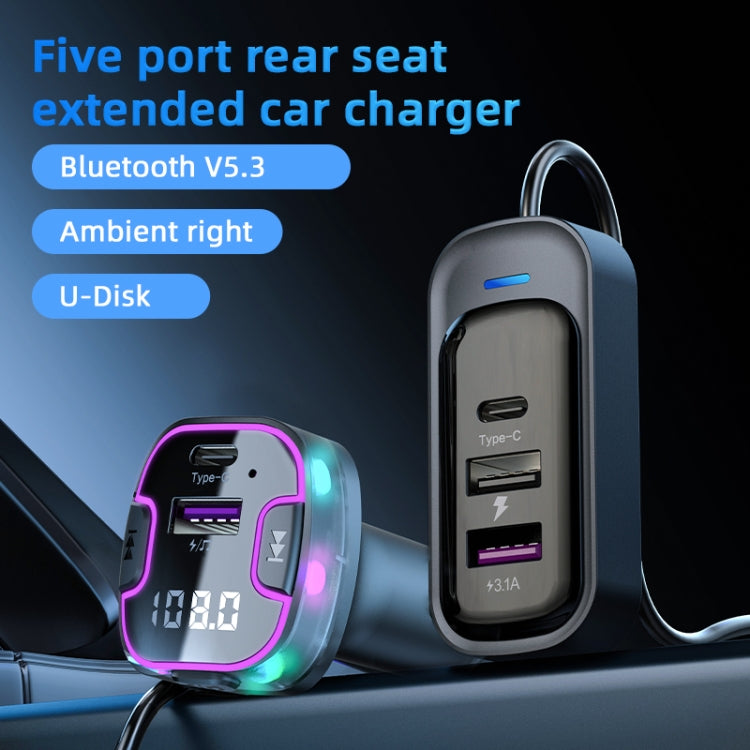 CS6 Portable Rear Seat Extended Car Charger Multi-Port Fast Charger, CS6