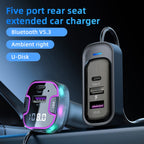 CS6 Portable Rear Seat Extended Car Charger Multi-Port Fast Charger, CS6