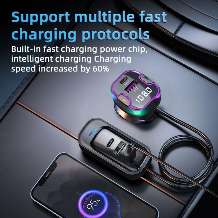 CS6 Portable Rear Seat Extended Car Charger Multi-Port Fast Charger, CS6