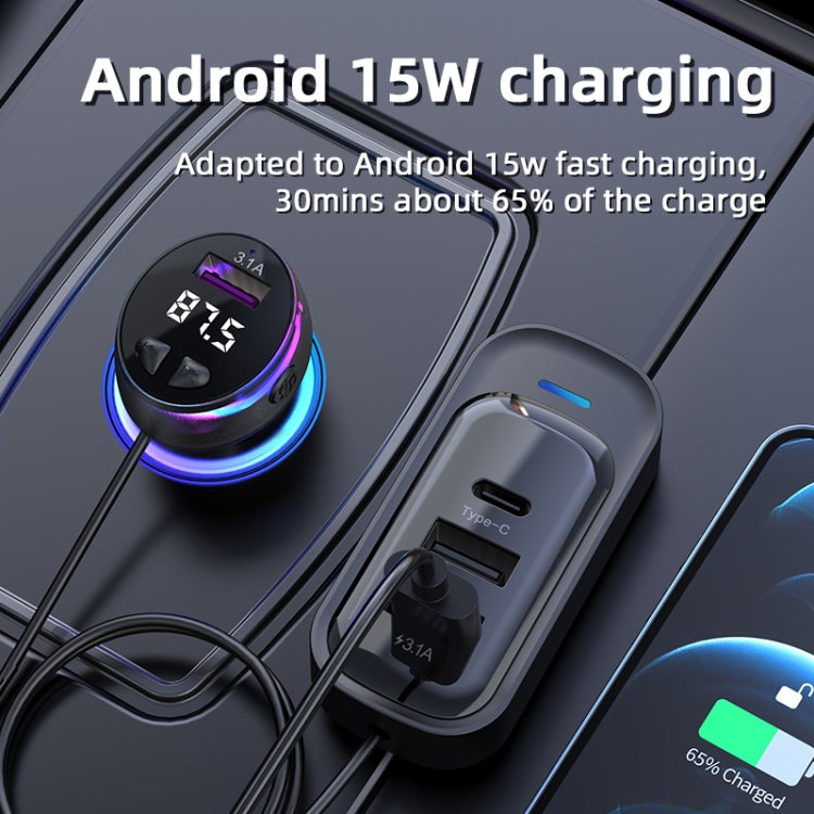 CS8 Black Bluetooth MP3 Play FM Transmitter Car Charger Rear Seat Extended Car Charger, CS8