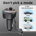 CS1 MP3 Player Bluetooth FM Transmitter 66W 3-In-1 Car Fast Charger, CS1