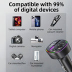 CS2 Digital Display Dual USB MP3 Player Bluetooth FM Transmitter 66W Super Fast Car Charger, CS2
