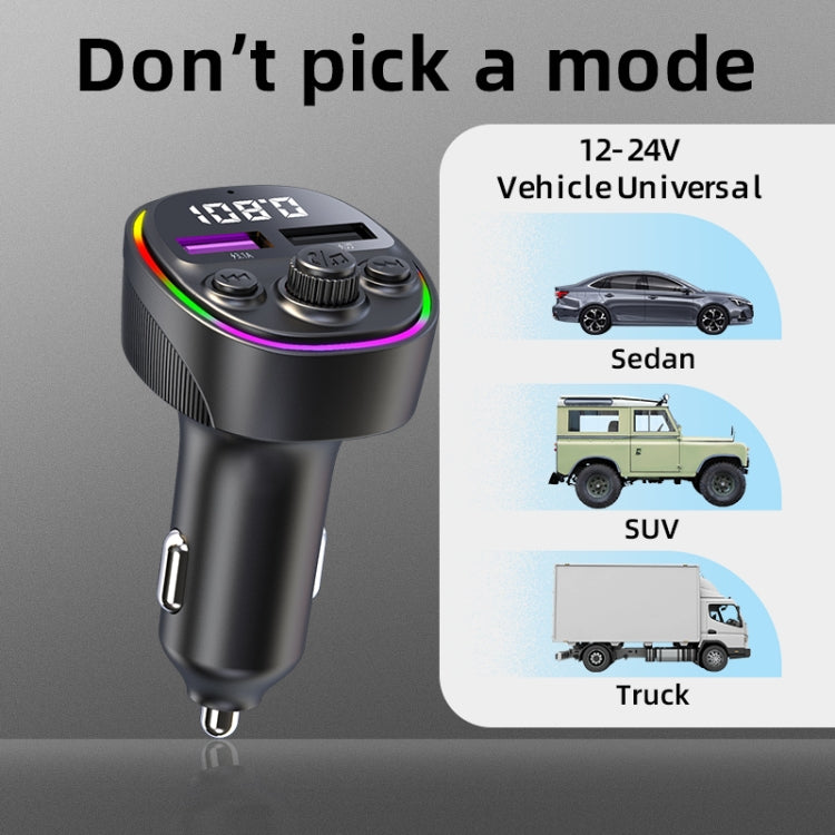 CS2 Digital Display Dual USB MP3 Player Bluetooth FM Transmitter 66W Super Fast Car Charger, CS2