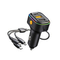 K5 With 3-in-1 Charging Cable Dual USB + 1 Type-C PD Phone Fast Charging Adapter Car Charger