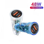 P35 48W PD30W+QC3.0 18W USB Transparent Car Quick Charge, P35 (Transparent), P35 (Transparent Blue)