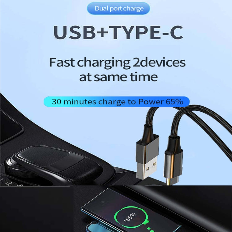 P35 48W PD30W + QC3.0 18W USB Transparent Car Charger with Type-C to 8 Pin Phone Data Cable, P35 with Cable (Transparent), P35 with Cable (Transparent Blue)