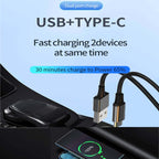 P35 48W PD30W + QC3.0 18W USB Transparent Car Charger with Type-C to 8 Pin Phone Data Cable, P35 with Cable (Transparent), P35 with Cable (Transparent Blue)
