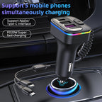 K12 With Type-C / 8-Pin Charging Cable Phone Fast Charging Adapter 2 USB + 1 Type-C PD Car Charger, K12