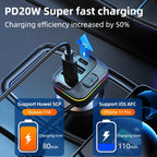 K12 With Type-C / 8-Pin Charging Cable Phone Fast Charging Adapter 2 USB + 1 Type-C PD Car Charger, K12