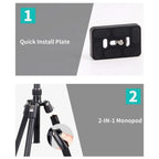JMARY KT325+NB30 1.6m Portable Aluminum Alloy Action Camera Rotating Tripod Holder, KT325+NB30
