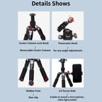 JMARY KT25+H30 For Selfie Live Streaming Lightweight Portable Desktop Mini Tripod Set, KT25+H30
