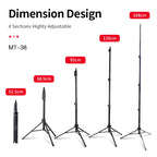 JMARY MT38 Travel Tripod Phone Holder 1.68m Telescopic Vlogging Camera Mount Tripod Stand, MT38