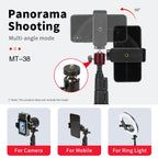 JMARY MT38 Travel Tripod Phone Holder 1.68m Telescopic Vlogging Camera Mount Tripod Stand, MT38
