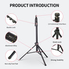 JMARY MT38 Travel Tripod Phone Holder 1.68m Telescopic Vlogging Camera Mount Tripod Stand, MT38