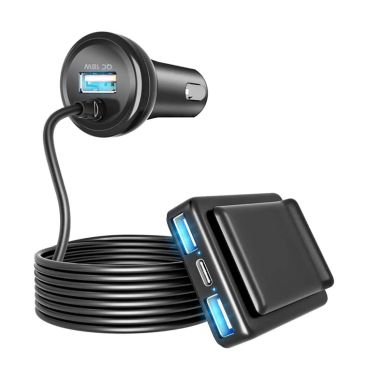TR-43 For Back Seat PD 18W Fast Charging Car Charger 2m Extention Charger Adapter, TR-43