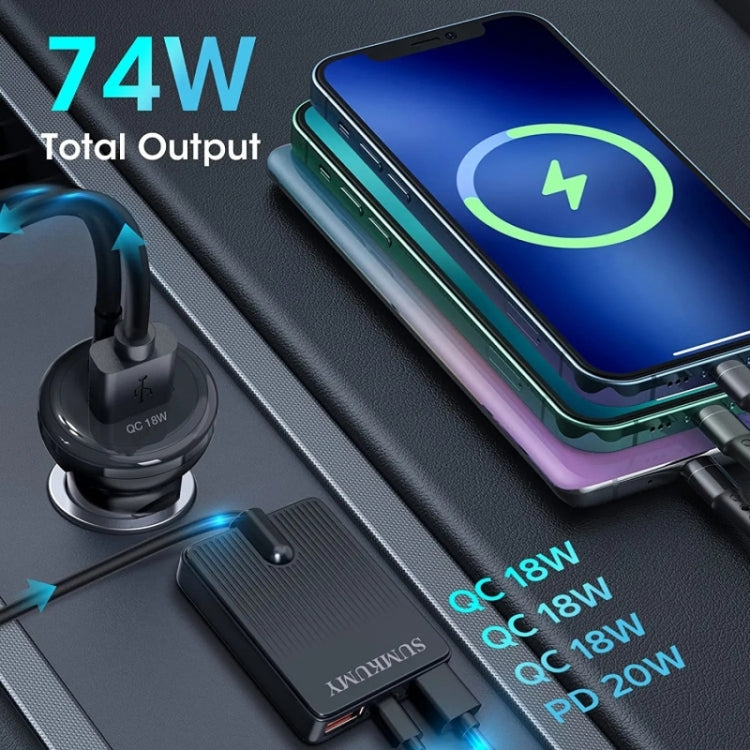 TR-43 For Back Seat PD 18W Fast Charging Car Charger 2m Extention Charger Adapter, TR-43