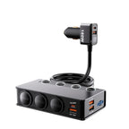TR-54 9 In 1 Multi Ports PD+QC3.0 USB Car Charger Device 3 Socket Cigarette Lighter Splitter, TR-54