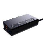 TR-54 9 In 1 Multi Ports PD+QC3.0 USB Car Charger Device 3 Socket Cigarette Lighter Splitter, TR-54