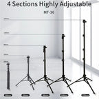JMARY MT-36 4 Sections Adjustable Camera Stand Tripod 67-inch Live Streaming Phone Tripod, MT-36