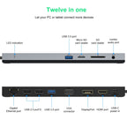 Wavlink UMD03 Triple Display Adapter Type-C Hub 12 in 1 Docking Station, UMD03