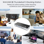 Wavlink UTD21H 60W Host Charging Thunderbolt 3 Docking Station 4K Dual Display 11 in 1 Ports, US Plug, EU Plug, UK Plug