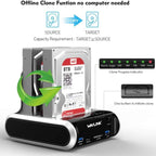 Wavlink ST336A SSD HDD Fast Offline Clone SATA  USB 3.0 External Hard Drive Case, ST336A