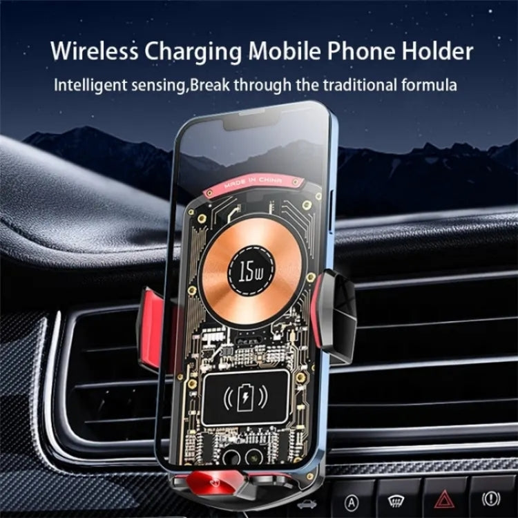 A6 Car Automatic Clamping Phone Holder 15W Magnetic Wireless Charger, A6 (Black), A6 (Red), A6 (Orange)