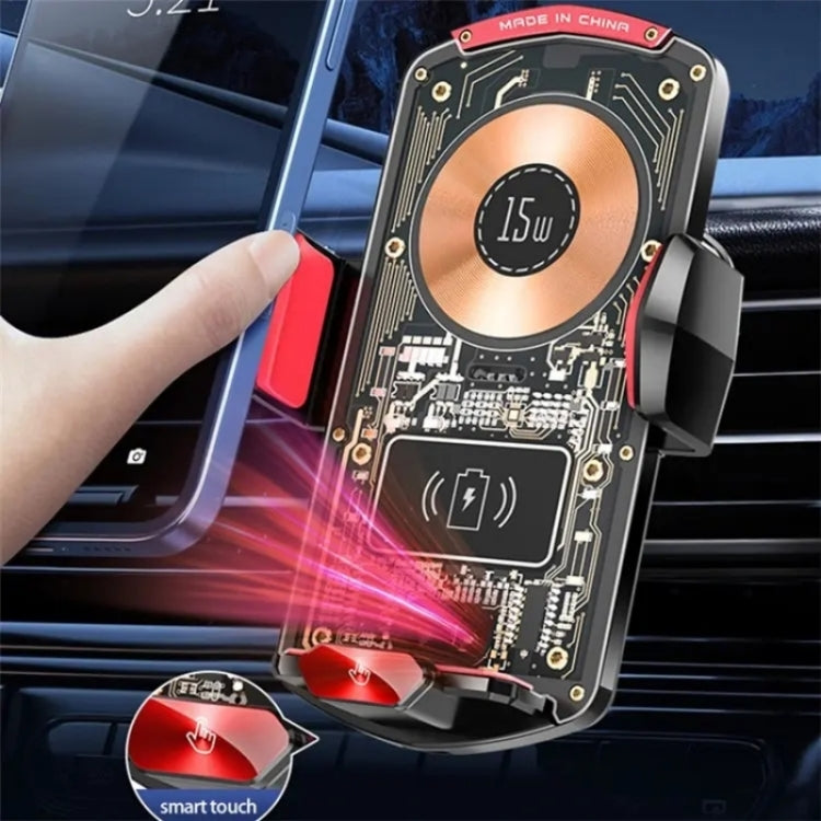 A6 Car Automatic Clamping Phone Holder 15W Magnetic Wireless Charger, A6 (Black), A6 (Red), A6 (Orange)