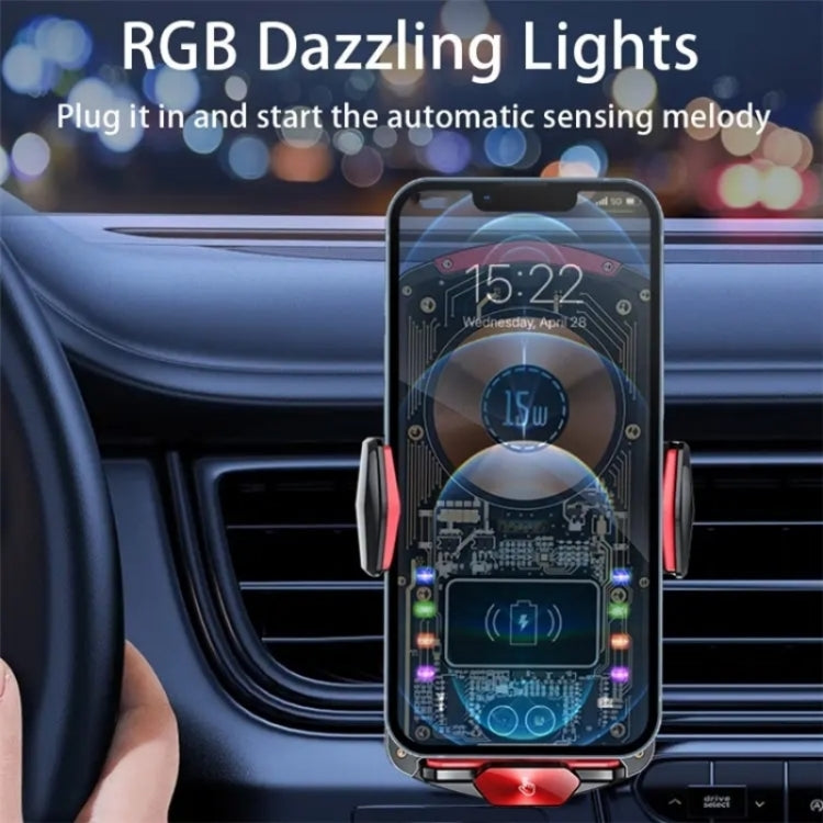 A6 Car Automatic Clamping Phone Holder 15W Magnetic Wireless Charger, A6 (Black), A6 (Red), A6 (Orange)