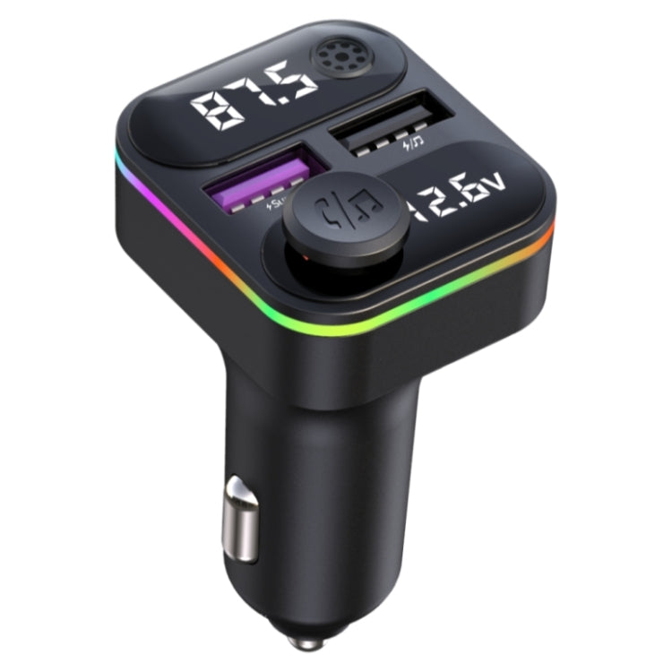 C37 Car QC3.0 20W Fast Charger LED Backlit Atmosphere Light MP3 Player Bluetooth FM Transmitter, C37