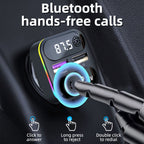 C37 Car QC3.0 20W Fast Charger LED Backlit Atmosphere Light MP3 Player Bluetooth FM Transmitter, C37