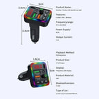 P19 Support U Disk Wireless 7-Colors LED Backlit Car MP3 Hands-Free Bluetooth Calling Car Audio Charger, P19
