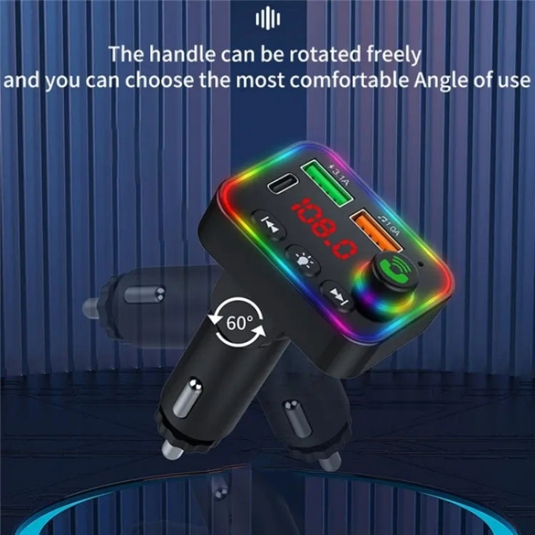 P4 Car FM Transmitter PD Fast Charger Car Charger Support U Disk Bluetooth Hands-free Calling, P4