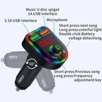 P6 Smart Bluetooth Calling Car Wireless MP3 Audio Device Colorful Ambient Lights Car Charger, P6