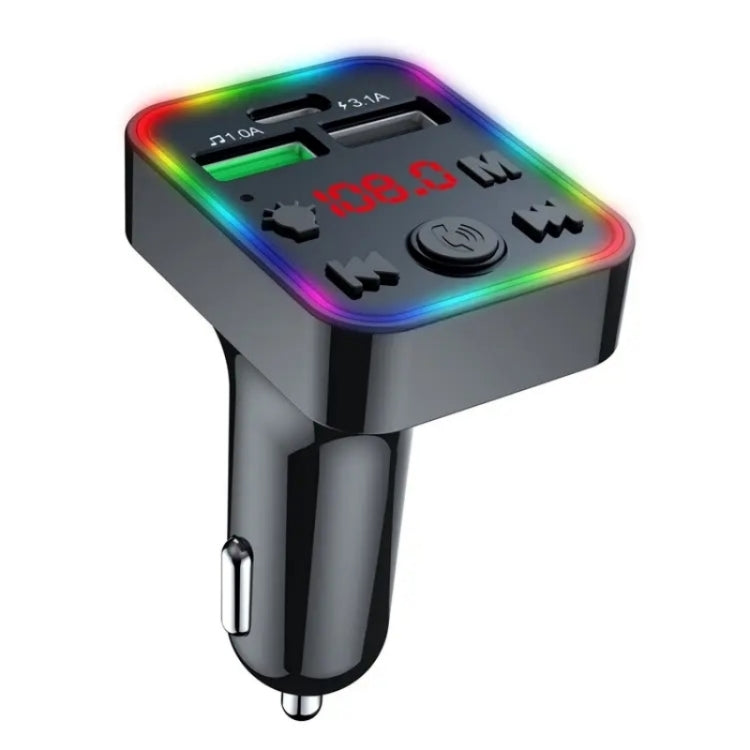 F22 Dual USB Car Charger Smart Bluetooth Calling Car Audio Device 7-Colors LED Car MP3 Player, F22