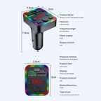 F22 Dual USB Car Charger Smart Bluetooth Calling Car Audio Device 7-Colors LED Car MP3 Player, F22