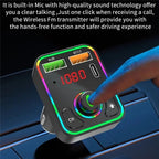 PDF3 7-Color Lights Hands-Free Bluetooth Calling MP3 Wireless Player PD/QC3.0 Fast Car Charger, PDF3