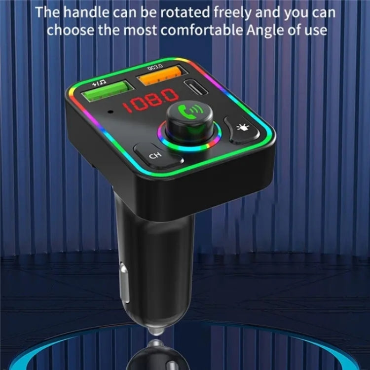 PDF3 7-Color Lights Hands-Free Bluetooth Calling MP3 Wireless Player PD/QC3.0 Fast Car Charger, PDF3